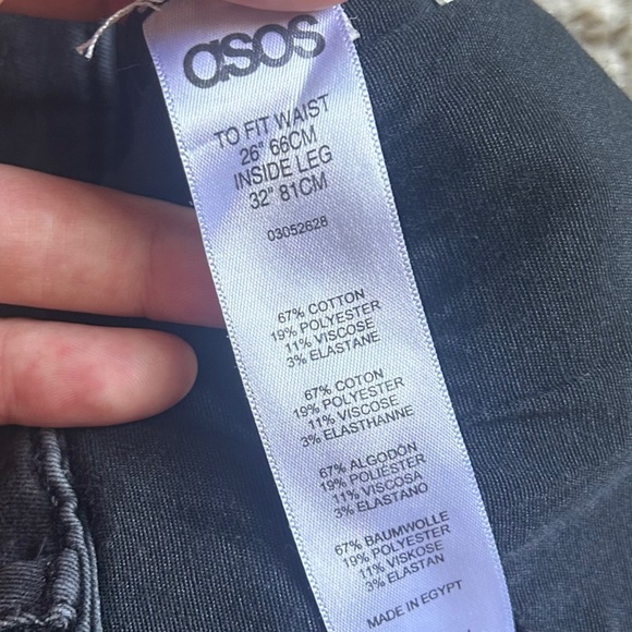 🦋 ASOS Black Skinny Jeans Distressed Stretch Denim Casual Streetwear 26 - Picture 3 of 8